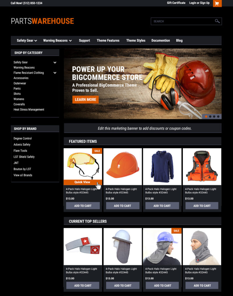 Parts Warehouse Dark Landing Page